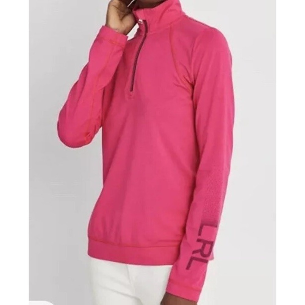 Women's Ralph Lauren Jersey Quarter Zip Pullover Bright‎ Pink Sz Small Golf ⛳️
